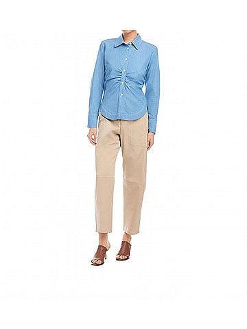 Fifteen Twenty Norlyn Long Sleeve Side-Shirred Shirt in Chambray (view 2)