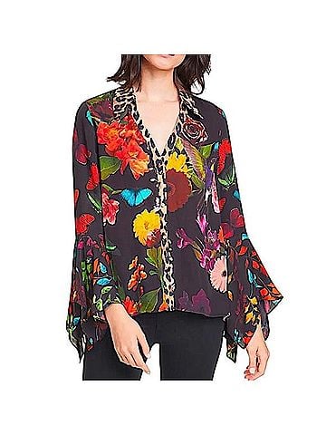 Alice + Olivia Willa Long Sleeve Silk Top (view 1)