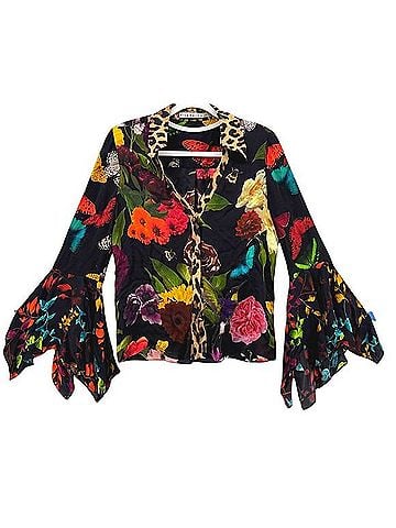 Alice + Olivia Willa Long Sleeve Silk Top (view 2)