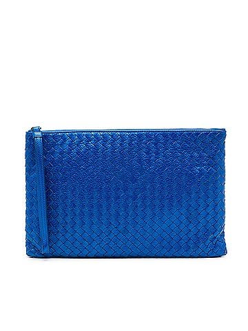 Bottega Veneta Metallic Leather Intrecciato Wristlet Clutch (view 1)