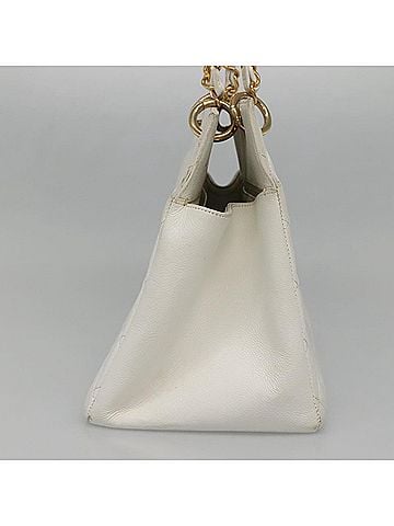 Chanel Vintage Grand Shopping Quilted Caviar White Leather Tote Bag Bag (view 2)