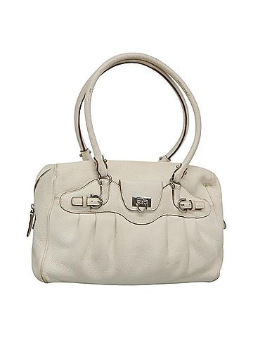 Salvatore Ferragamo Gancini Buckle Leather White Leather Shoulder Bag Bag (view 1)