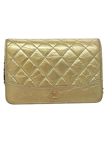 Chanel Gabrielle Wallet On Chain Quilted Aged Calfskin Gold Leather Crossbody Bag Bag (view 1)