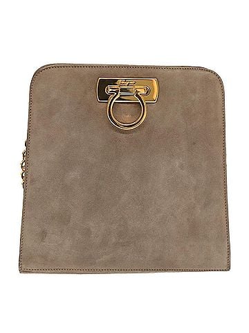 Salvatore Ferragamo Vintage Gancini Chain Suede Brown Suede Shoulder Bag Bag (view 1)