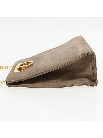Salvatore Ferragamo Vintage Gancini Chain Suede Brown Suede Shoulder Bag Bag (view 2)