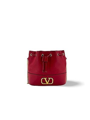 Valentino Garavani Vlogo Drawstring Bucket Leather Gold Leather Clutche &amp; Pouche Bag (view 1)
