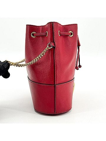 Valentino Garavani Vlogo Drawstring Bucket Leather Gold Leather Clutche &amp; Pouche Bag (view 2)