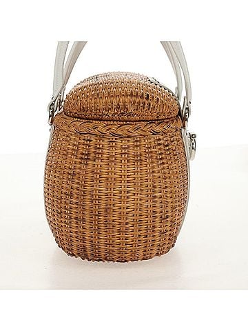 Salvatore Ferragamo Basket Gancini Leather And Wicker Beige Wicker Handbag (view 2)