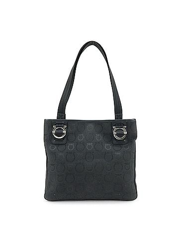 Salvatore Ferragamo Gancini Tote Canvas Black Canvas Tote Bag Bag (view 1)