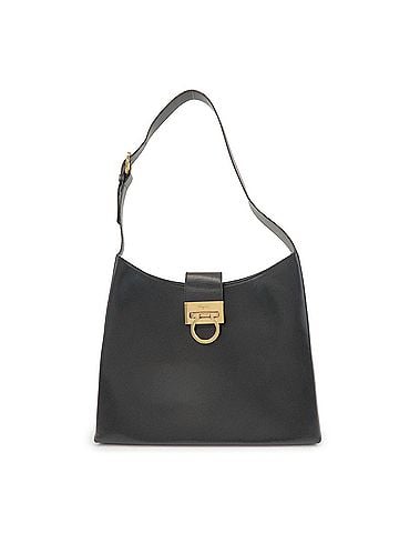 Salvatore Ferragamo Trifolio Leather Black Leather Shoulder Bag Bag (view 1)