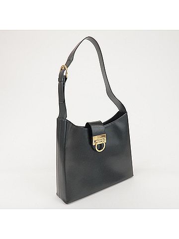 Salvatore Ferragamo Trifolio Leather Black Leather Shoulder Bag Bag (view 2)