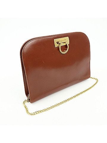 Salvatore Ferragamo Vintage Gancini Chain Leather Brown Leather Shoulder Bag Bag (view 2)