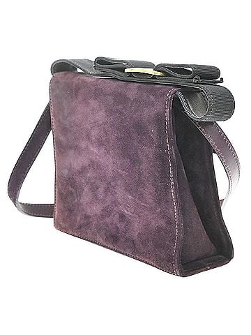 Salvatore Ferragamo Vintage Vara Bow Handle Shoulder Suede Purple Suede Handbag (view 2)