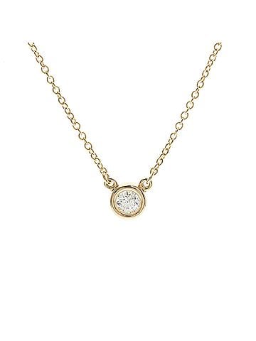 Tiffany & Co. Elsa Peretti Diamonds By The Yard Pendant 18K Rose Gold With Pear-Shaped Diamond Gold Pink_Gold Necklace Jewelry (view 2)