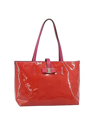 Salvatore Ferragamo Vala Tote Patent Leather Pink Patent_Leather Tote Bag Bag (view 1)