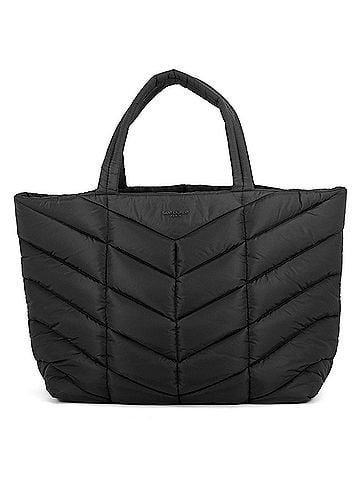 Yves Saint Laurent Yves Saint Laurent Saint Laurent Paris Puffer Tote Bag, Nylon, 752888, Black, Handbag, SAINT LAURENT PARIS (view 1)