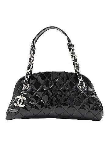 Chanel CHANEL Mademoiselle Matelassé Coco Mark Bowling Bag Shoulder Chain Enamel Patent Black (view 1)