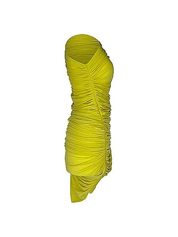 Alaïa Alaïa Second Skin Ruched Maxi Dress in Yellow Viscose (view 2)