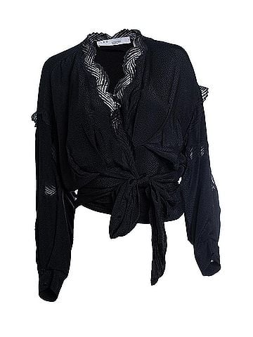 IRO IRO, black jarl wrap top with lace (view 1)