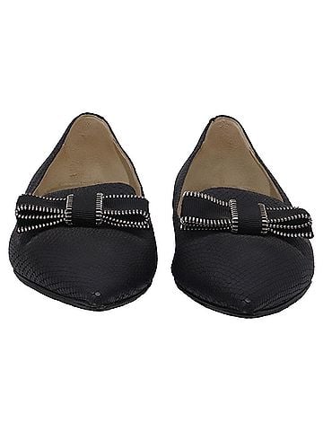 Jimmy Choo Jimmy Choo Snakeskin-Embossed Bow Ballet Flats in Black Leather (view 2)