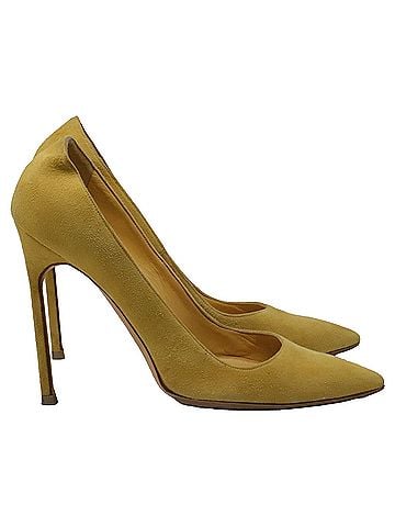 Manolo Blahnik Manolo Blahnik Pointed-Toe Pumps in Yellow Suede (view 1)