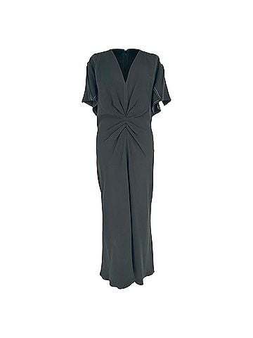 Victoria Beckham Victoria Beckham Gathered Midi Dress in Black Viscose (view 1)