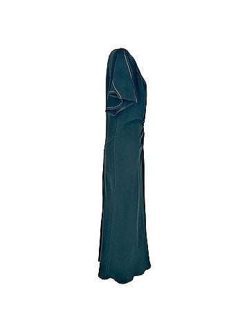 Victoria Beckham Victoria Beckham Gathered Midi Dress in Black Viscose (view 2)
