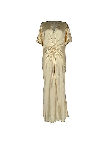 Victoria Beckham Victoria Beckham Gathered Midi Dress in Ivory Viscose (view 1)