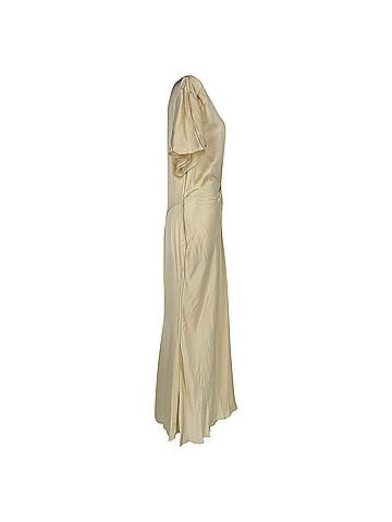 Victoria Beckham Victoria Beckham Gathered Midi Dress in Ivory Viscose (view 2)