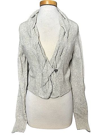 Rebecca Taylor Extrafire Lambswool Cashmere Cable Collar Cardigan Wool Sweater (view 2)