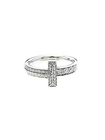 Tiffany & Co. Tiffany T One Ring Diamond White Gold (18K) Fashion Diamond Band Ring Carat/0.4 Silver (view 1)