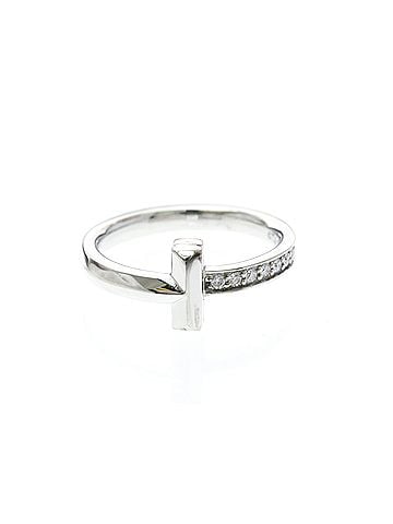 Tiffany & Co. Tiffany T One Narrow Diamond Ring White Gold (18K) Fashion Diamond Band Ring Silver (view 1)