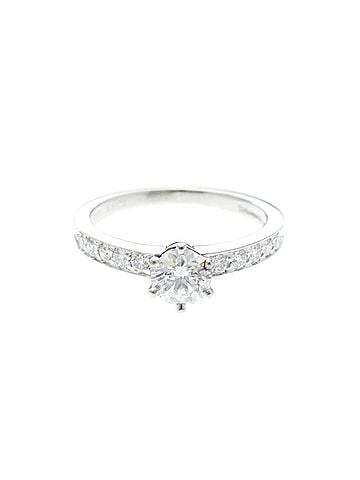 Tiffany & Co. Tiffany Solitaire Diamond Ring Platinum Fashion Diamond Band Ring Carat/0.63 Silver (view 1)