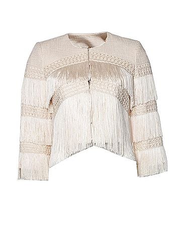 Elisabetta Franchi Elisabetta Franchi Fringe Giacca blazer in cream (view 1)
