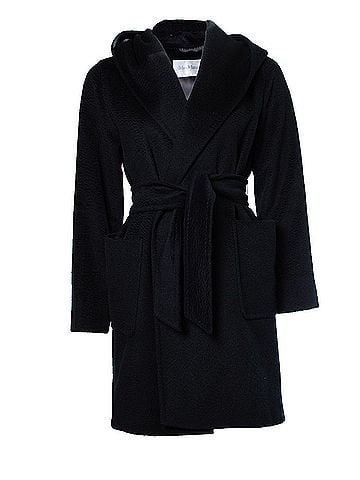 Max Mara Max Mara Rialto hooded wrap coat in blue (view 1)