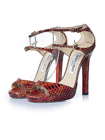 Jimmy Choo Jimmy Choo Python sandal in orange and pink (view 1)
