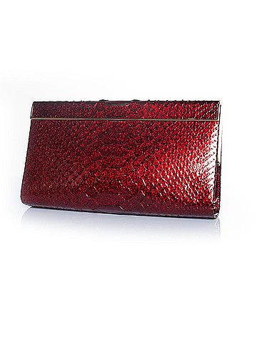 Jimmy Choo Jimmy Choo python leather clutch in metallic red (view 1)