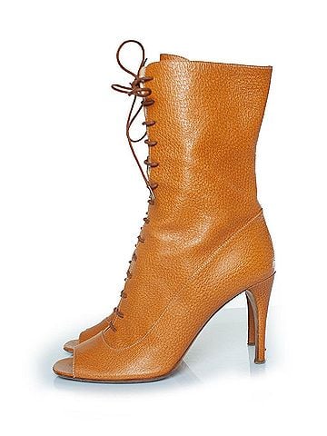Prada Prada brown leather lace up peep toe boots (view 2)