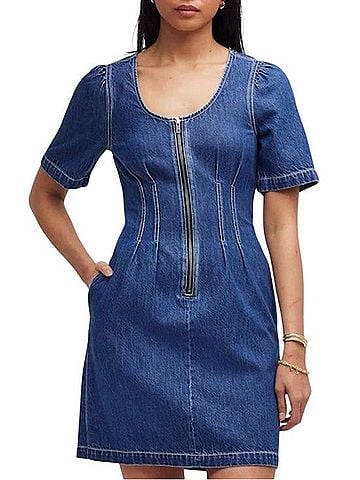 Madewell Denim Darted Mini Dress Casual Dress (view 1)