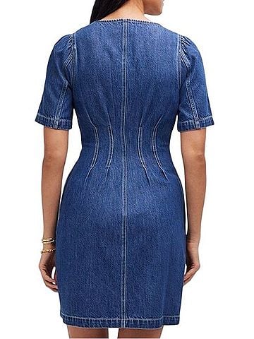 Madewell Denim Darted Mini Dress Casual Dress (view 2)