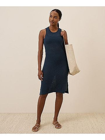 Pact French Navy Beachside Crochet Knit Cover-Up (view 2)