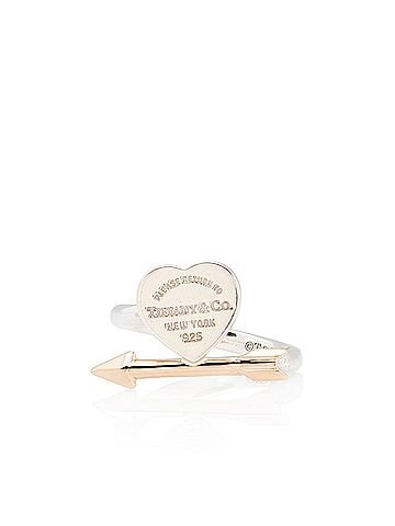 Tiffany & Co. Tiffany &amp; Co Sterling Silver Rose Gold Lovestruck Heart Tag Ring - Size 4 1/2 (view 1)