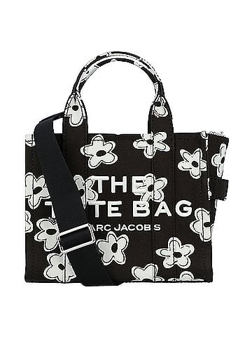 Marc Jacobs Marc Jacobs Black Handbag "The Small Tote Bag" with All-Over Floral Print and Embroidered Logo in Cotton Women (view 1)