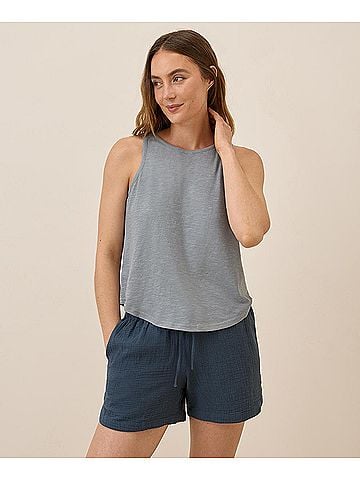 Pact Smoke Blue Featherweight Slub Reversible Tank (view 2)