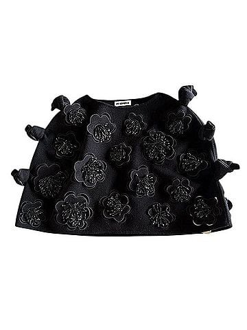 Jil Sander Floral-Cutout Beaded Cape Wool Coat (view 2)