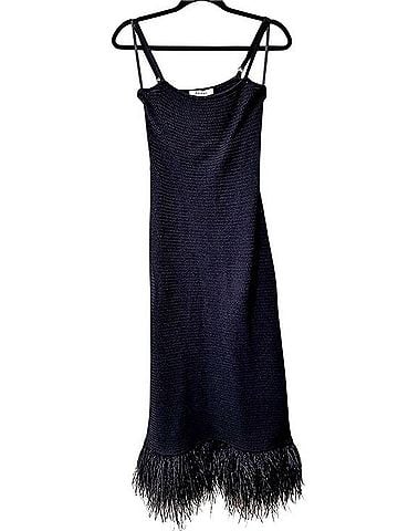 FRAME Denim Feather Trim Sleeveless Crochet Midi Dress Cocktail Dress (view 1)