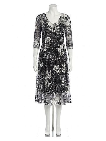 Komarov Lace Three-Quarter Sleeve Dress in Ebony Spray (view 1)