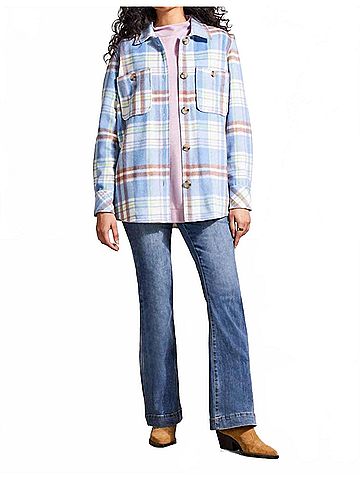 Tribal Plaid Shacket in Peri Blue (view 2)