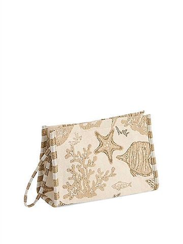 Shiraleah Women's Coastal Jacquard Wristlet Pouch in Beige (view 1)