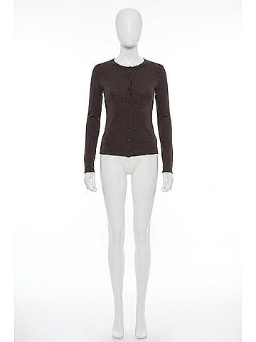 Enza Costa Cashmere Long Sleeve Cardigan in Dark Brown (view 1)